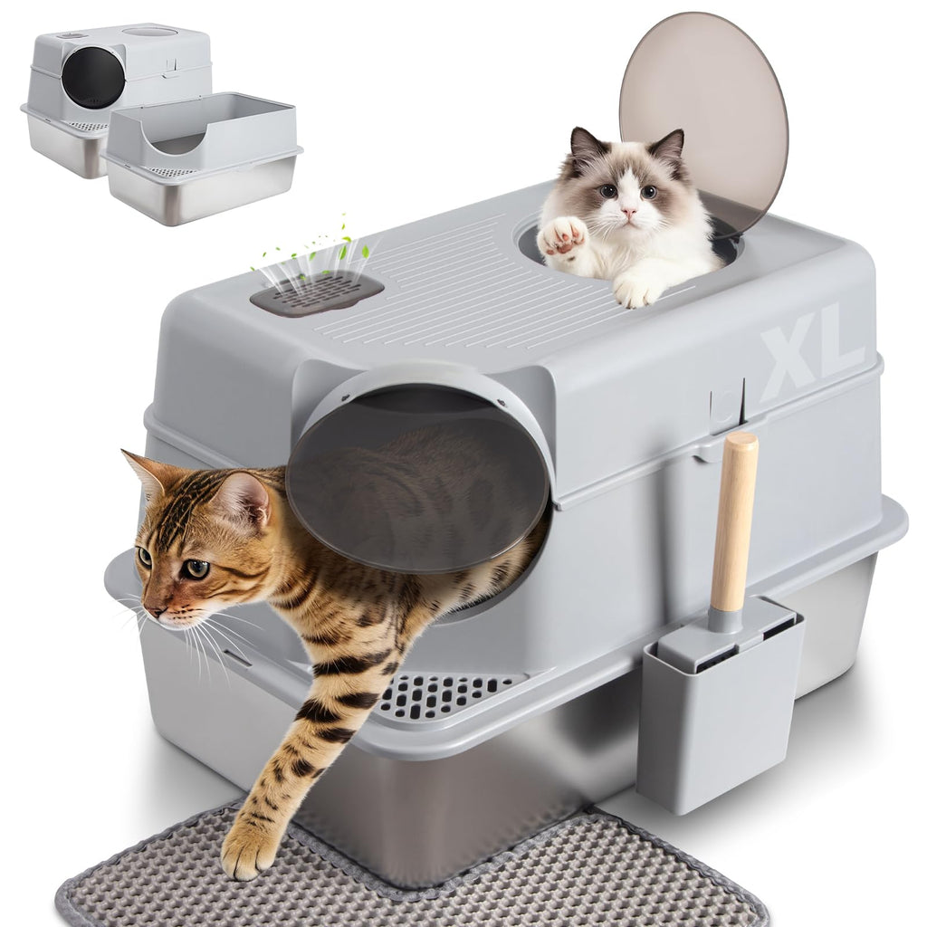 Stainless Steel Extra Large Enclosed Cat Litter Box T833007
