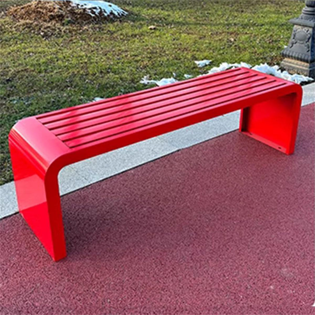 Alloy Stainless Steel Outdoor Bench Red 59" L x 16" W x 18" H X386445