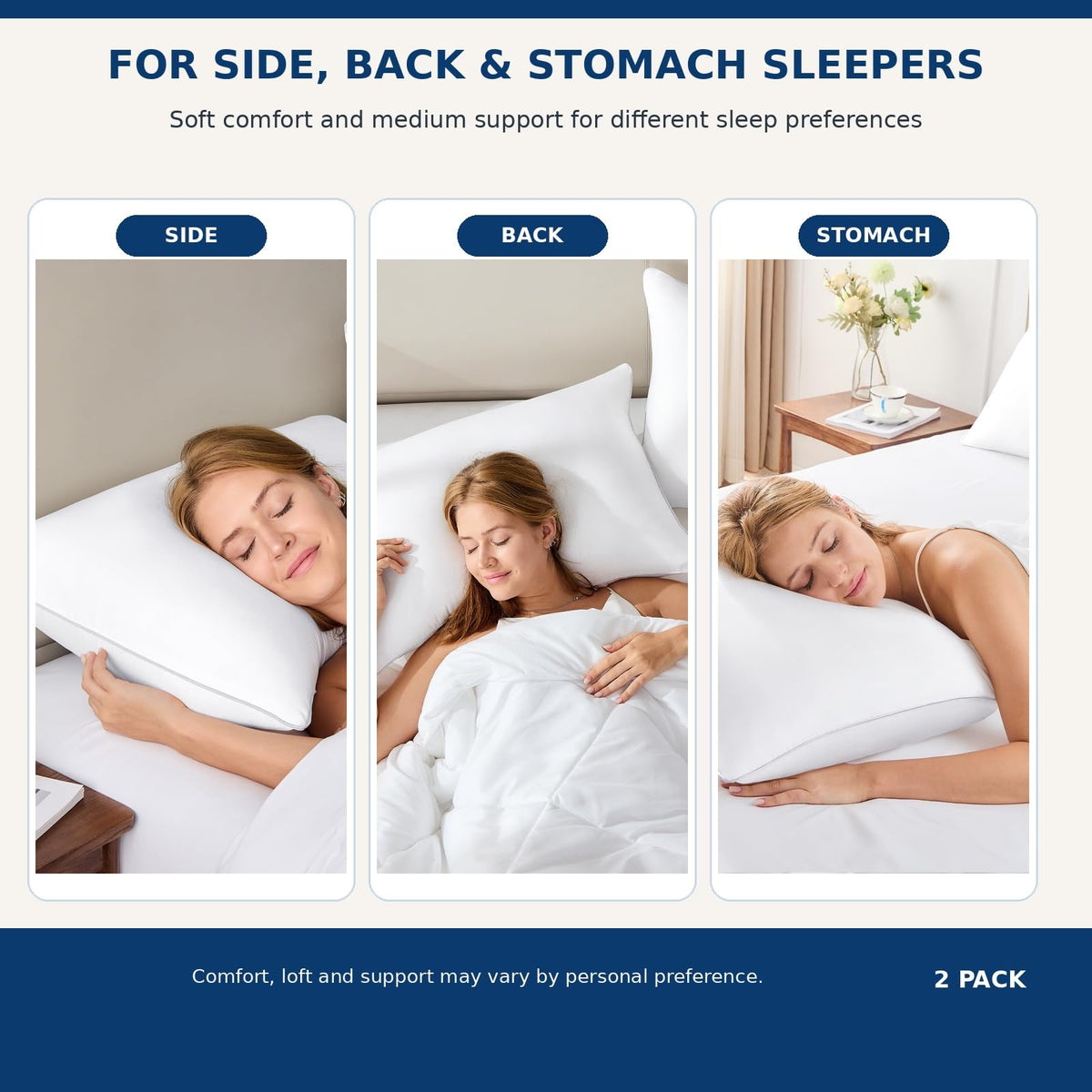 King Size Set of 2 Bed Pillows F549