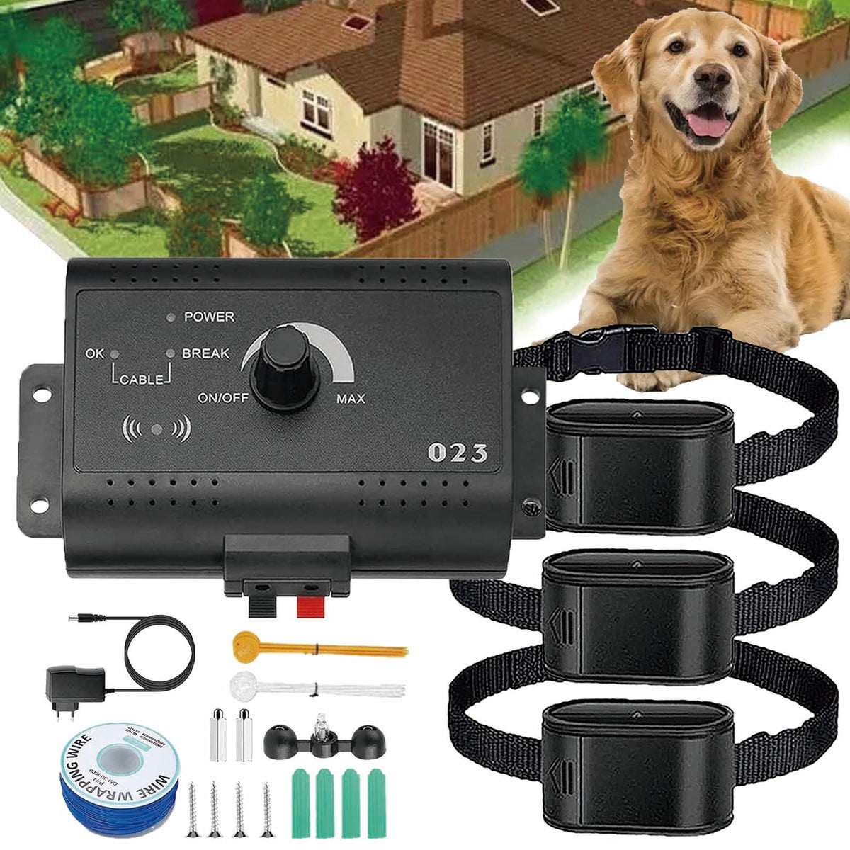 Electric Dog Fence, In-Ground Pet Containment System, Waterproof Training Collar V918708