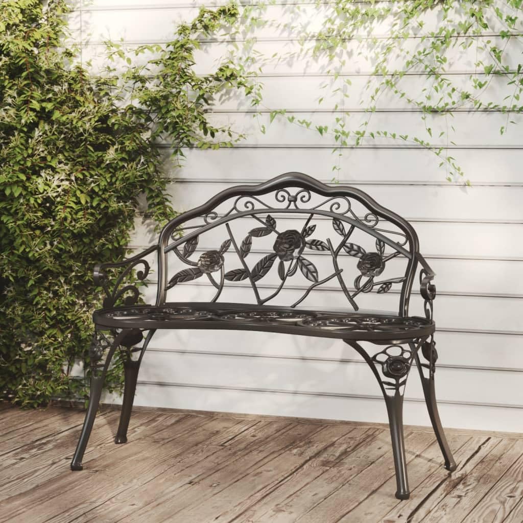 Cast Aluminum Black Patio Bench A42779