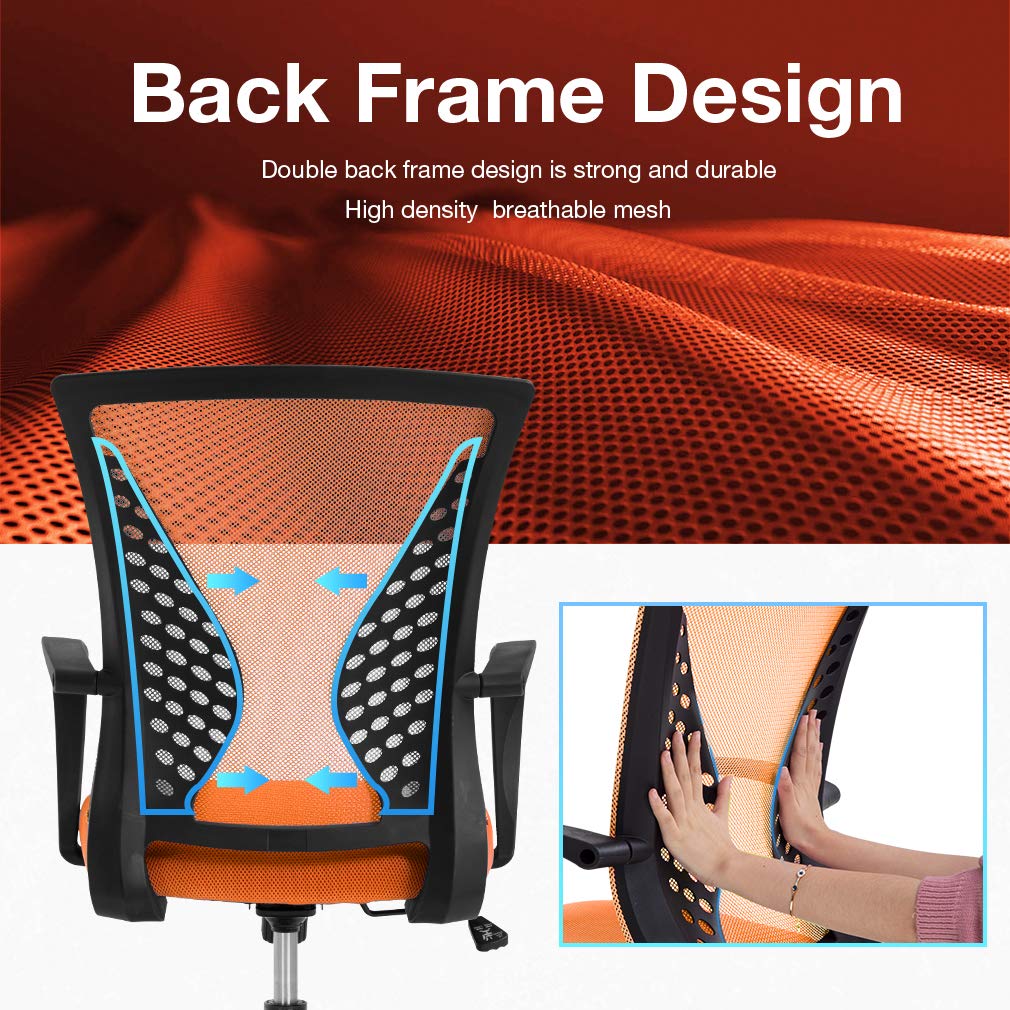 Orange Ergonomic Mesh Office Chair with Lumbar Support Armrest F561
