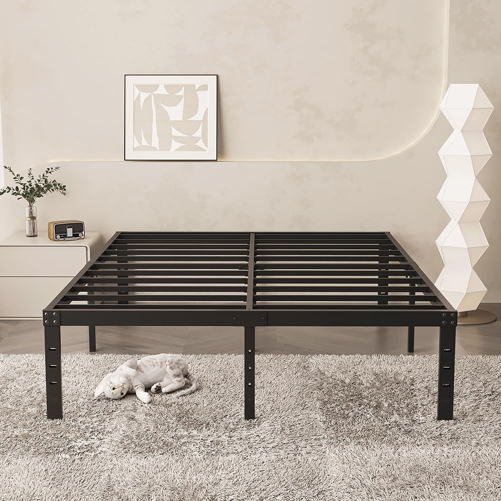 Queen Size 18 Inch Metal Platform Bed Frame Black H86590