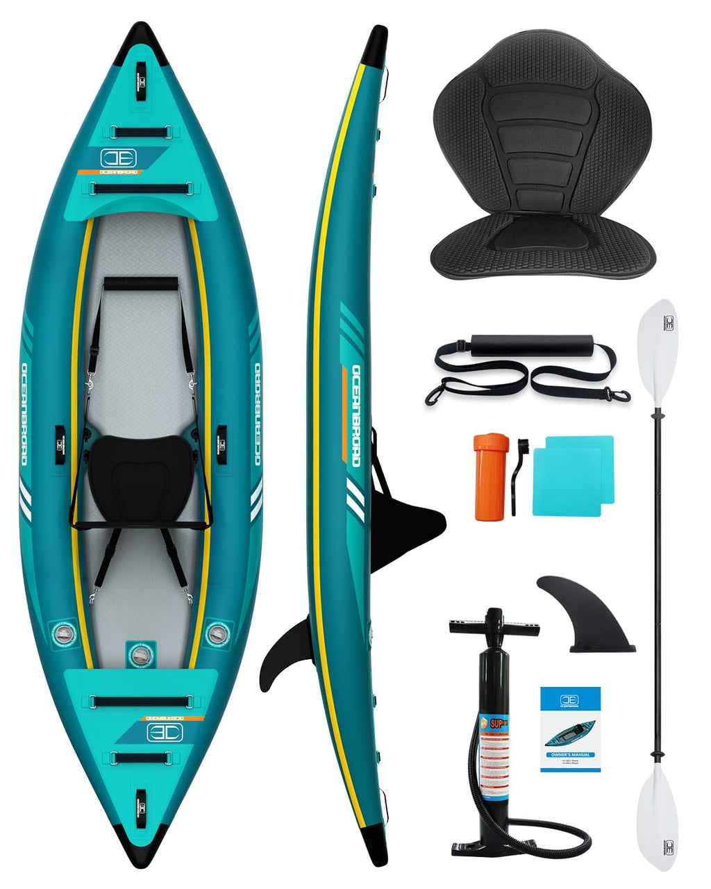 Inflatable Kayak & 90.5in Kayak Paddle J684