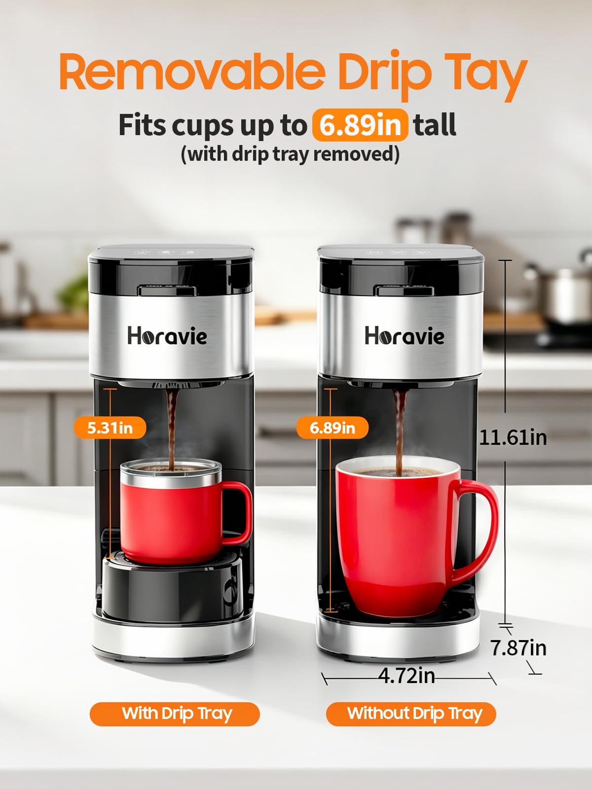Single Serve Coffee Maker, 6 to 14 Oz, Black X456