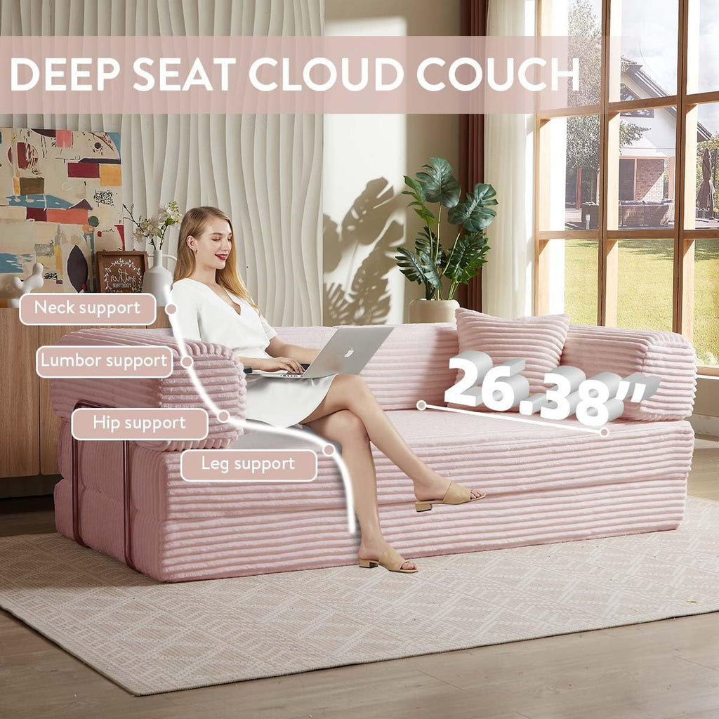 Pink 81 Inch Convertible Folding Sofa Bed K13912