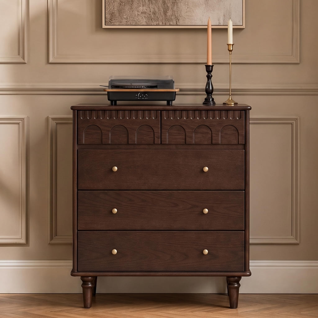 100% Solid Wood 5 Drawers Nightstand J64924