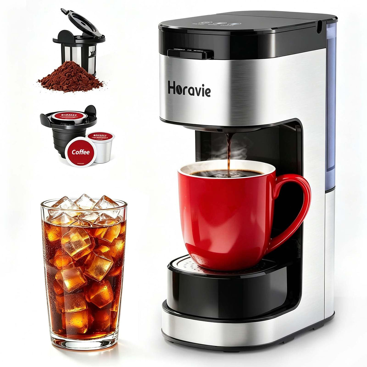 Single Serve Coffee Maker, 6 to 14 Oz, Black X456