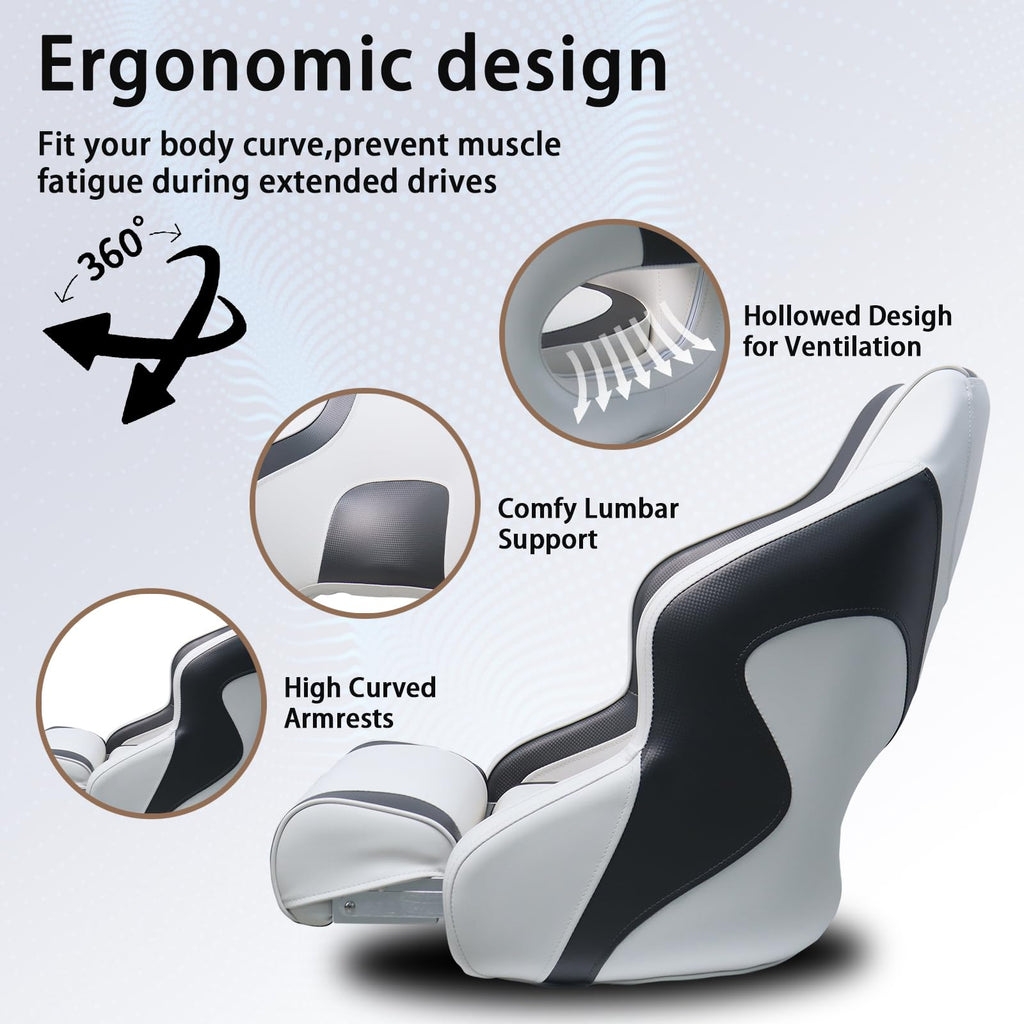 White Black Boat Seat M7222