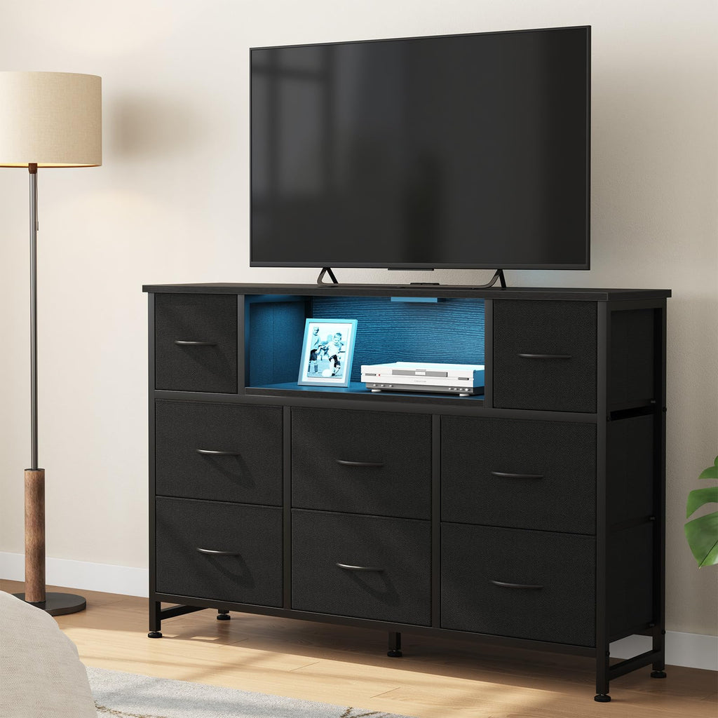 LED TV Stand Dresser with Charging Station A59678