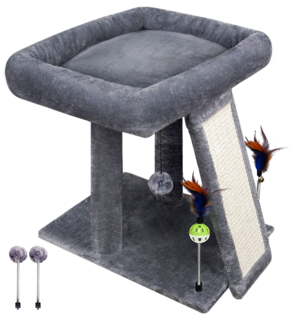 Grey Cat Tree Tower with Scratching Post C514528