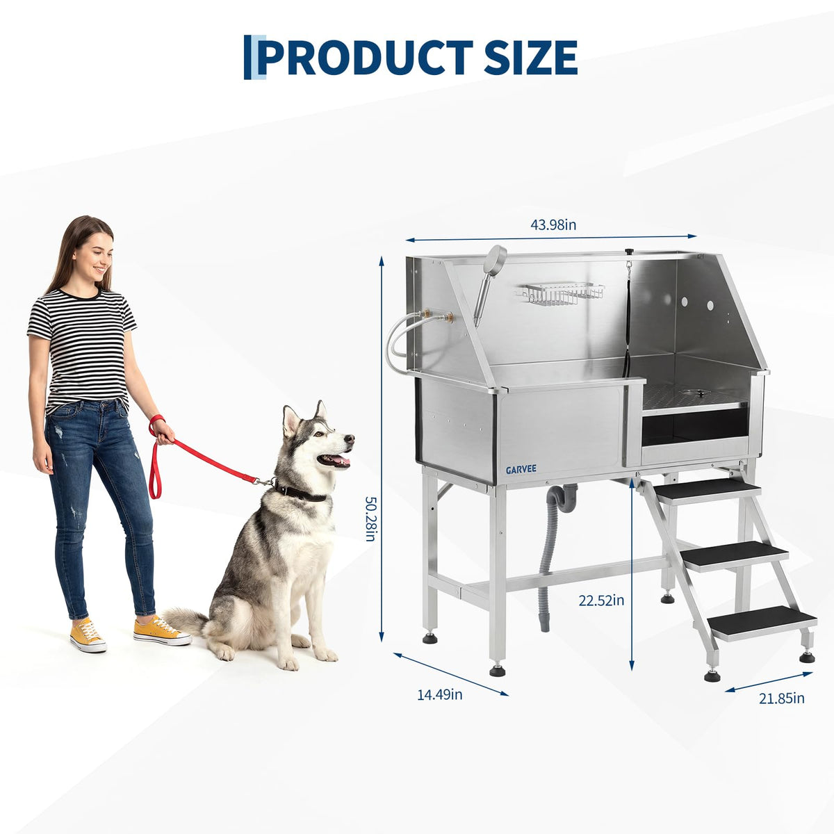 46 Inch Stainless Steel Dog Grooming Tub N797