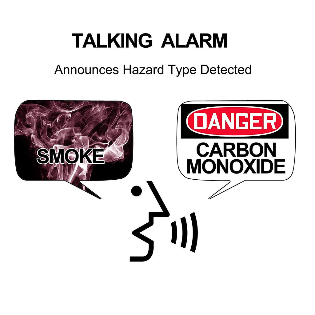 Hardwired Smoke and Carbon Monoxide Detector Alarm with Voice Warning, White U826941