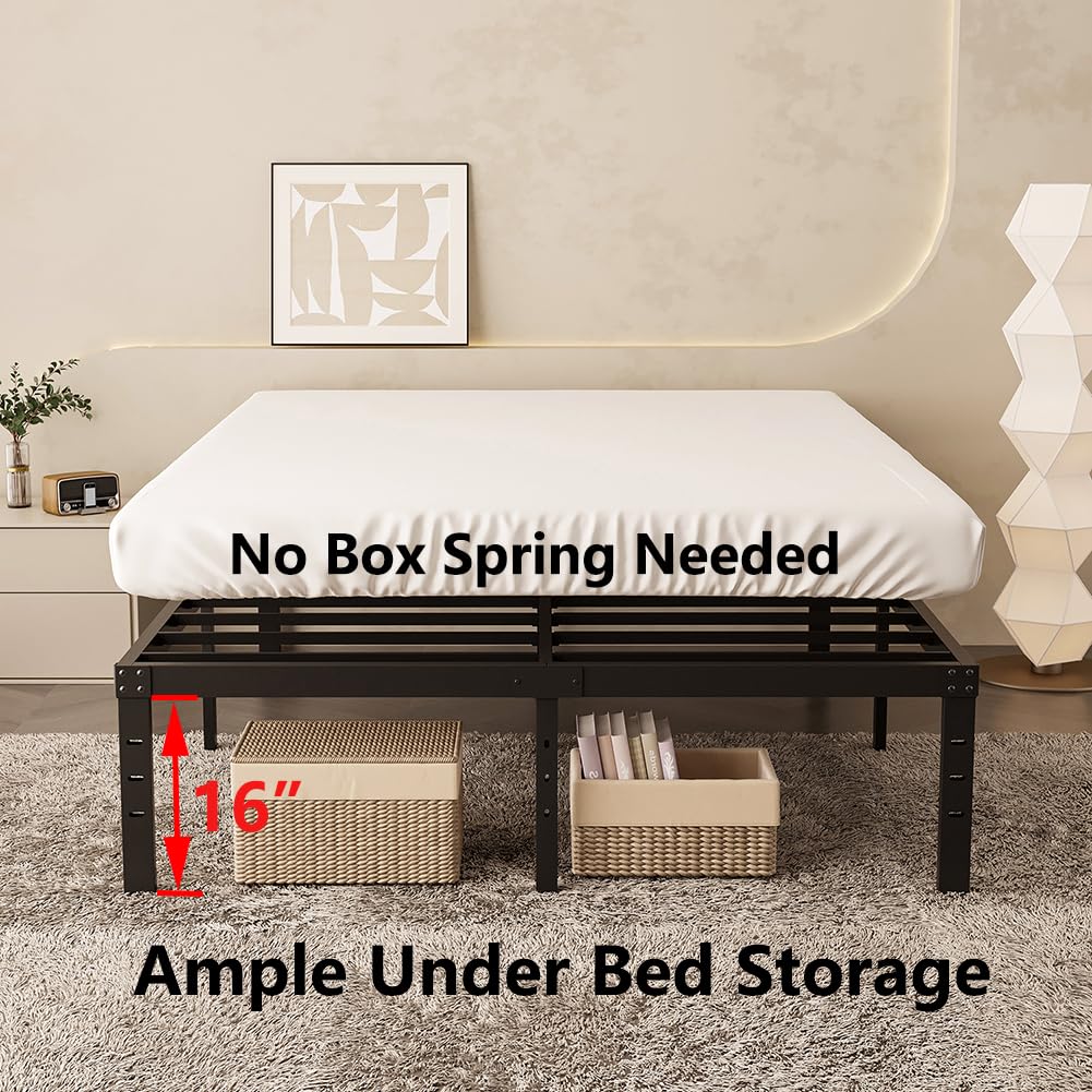 Queen Size 18 Inch Metal Platform Bed Frame Black H86590