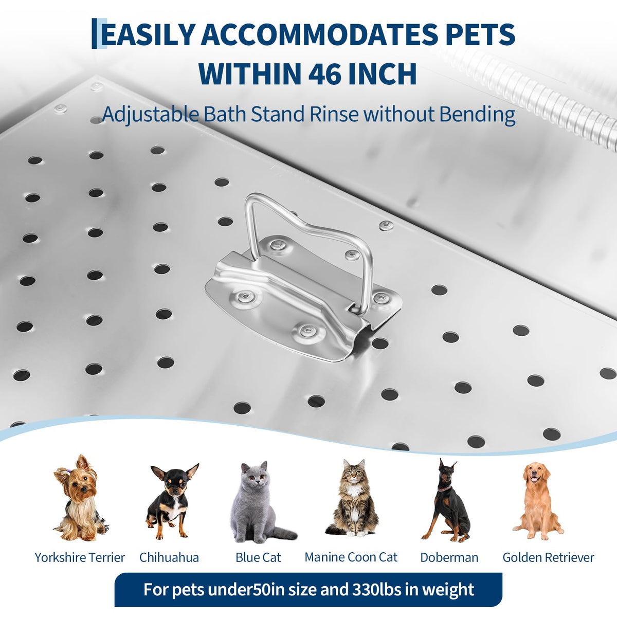 46 Inch Stainless Steel Dog Grooming Tub N797