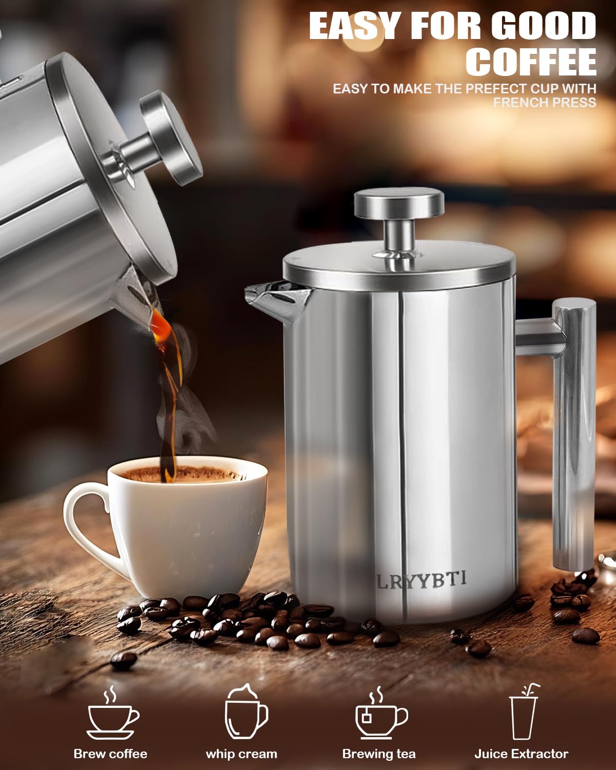 French Press Coffee Maker Stainless Steel 17 OZ U629105