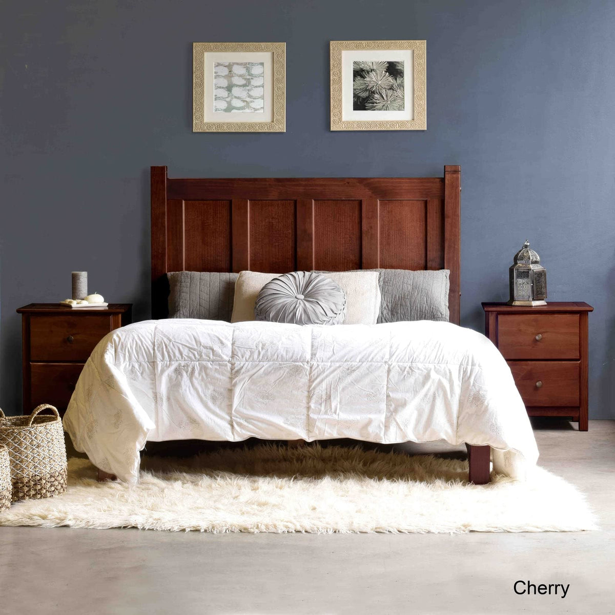 Solid Wood Platform Bed, Full Size, Cherry R278