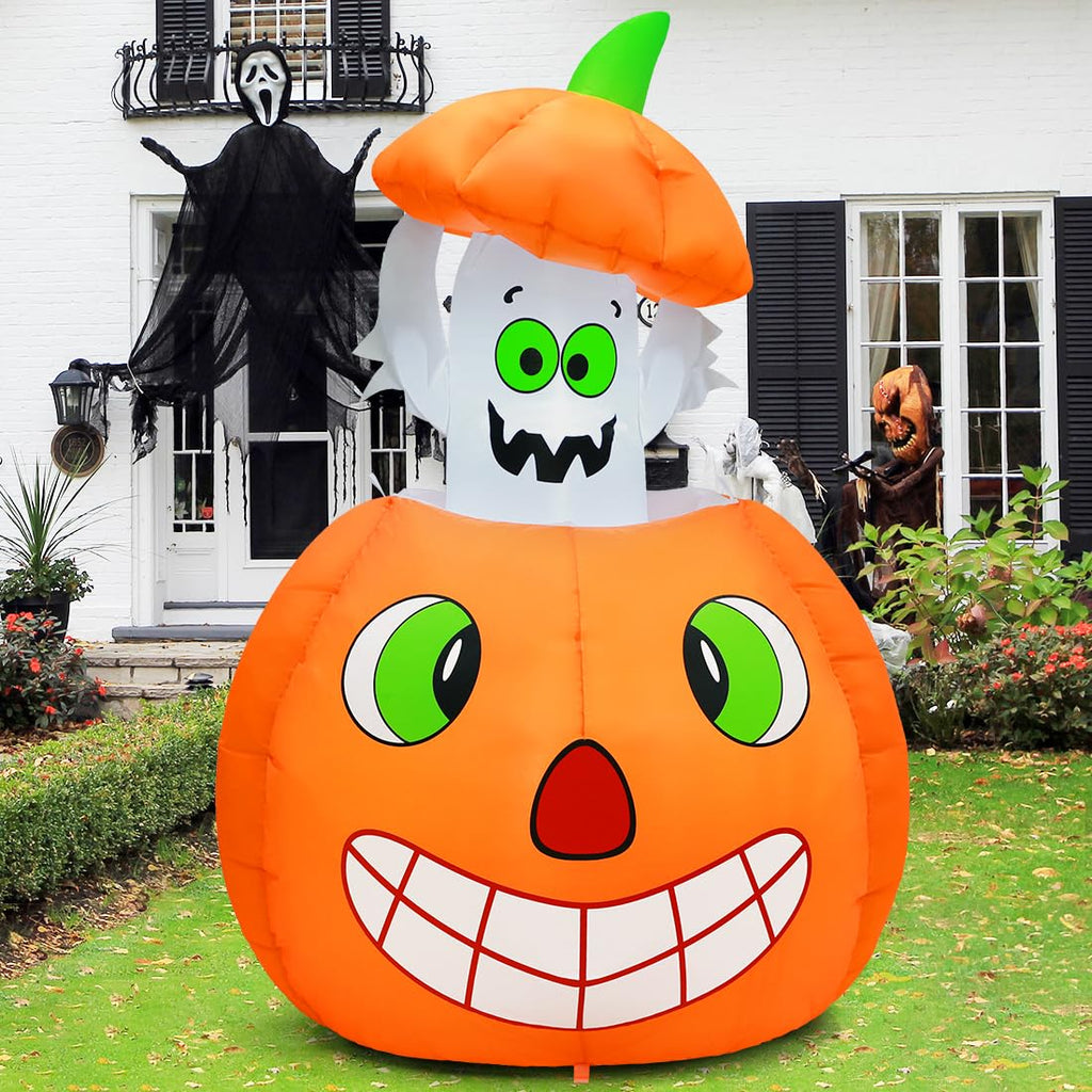 5 FT Animated Pumpkin Ghost Inflatable Outdoor Decoration R808366