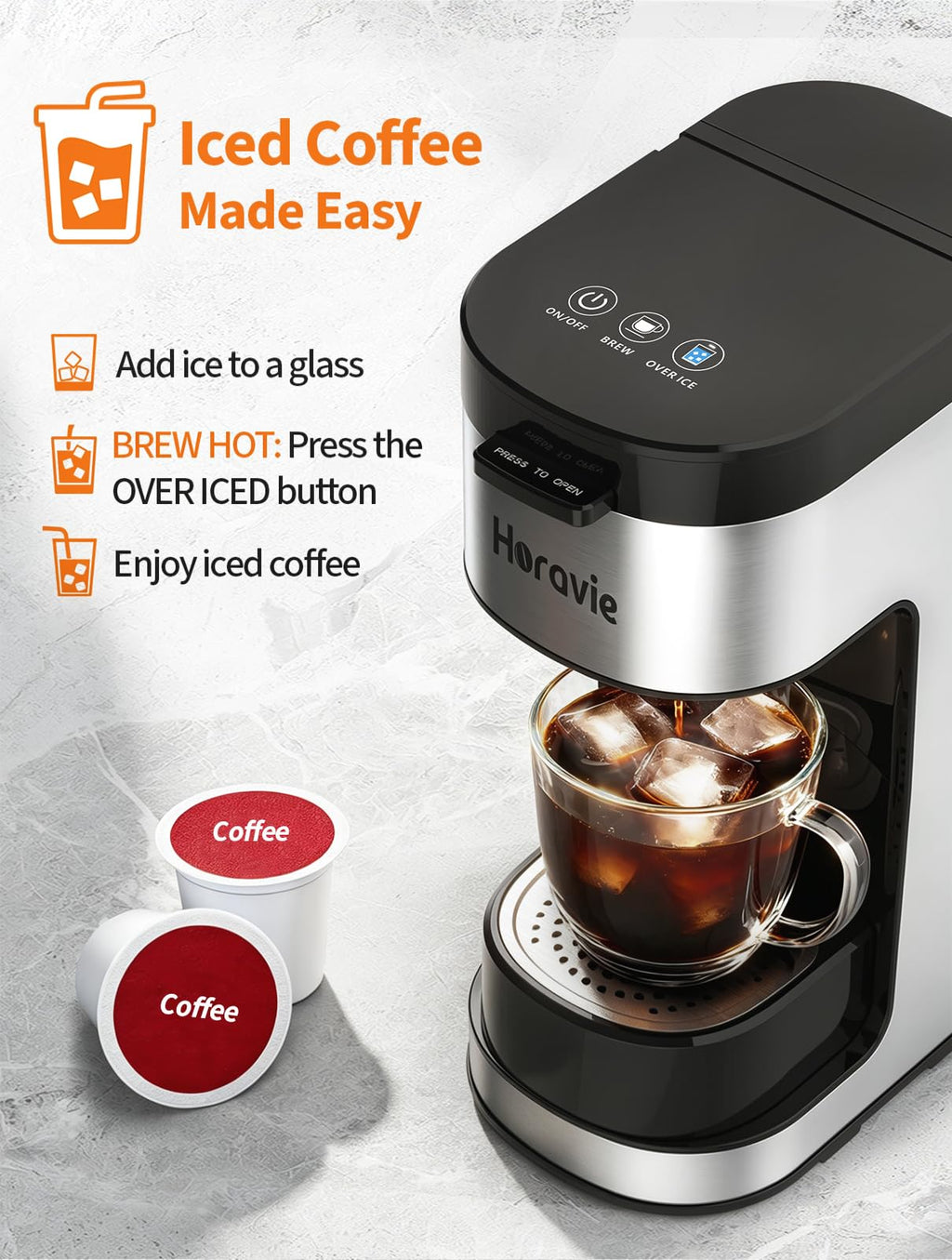 Single Serve Coffee Maker, 6 to 14 Oz, Black X456