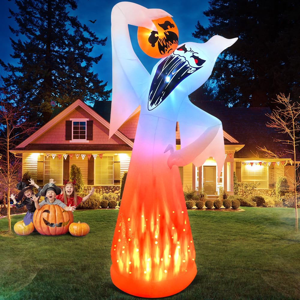 10 FT Halloween Inflatable Ghost with Pumpkin U949
