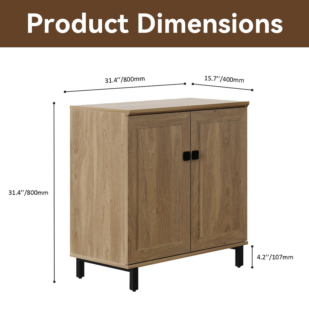 Oak Buffet Sideboard Cabinet with Adjustable Shelves Q7925