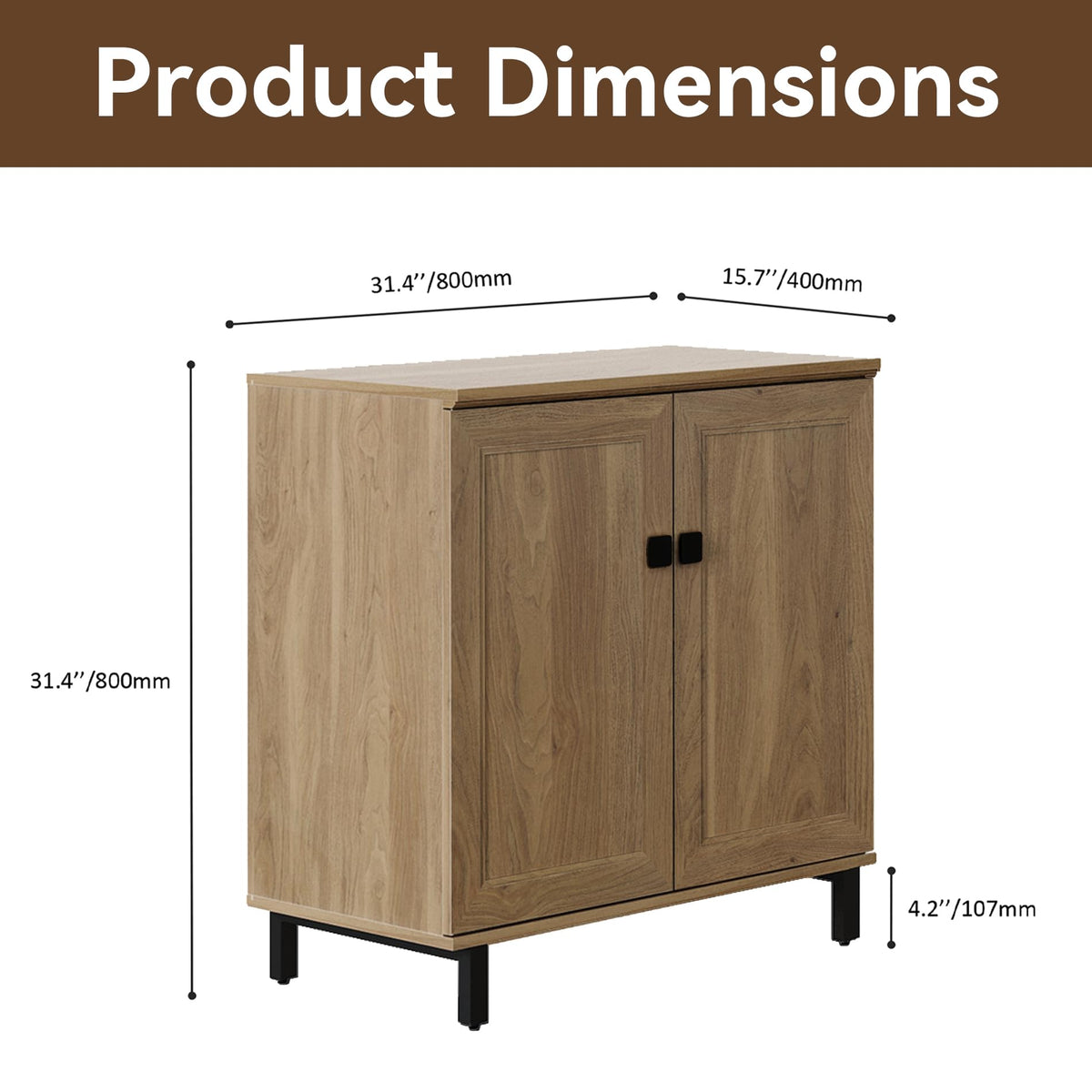 Oak Buffet Sideboard Cabinet with Adjustable Shelves Q7925