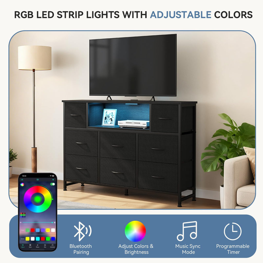 LED TV Stand Dresser with Charging Station A59678