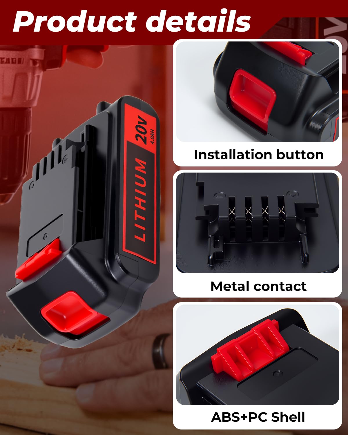 20V 4.0Ah Lithium Battery 2-Pack H24318