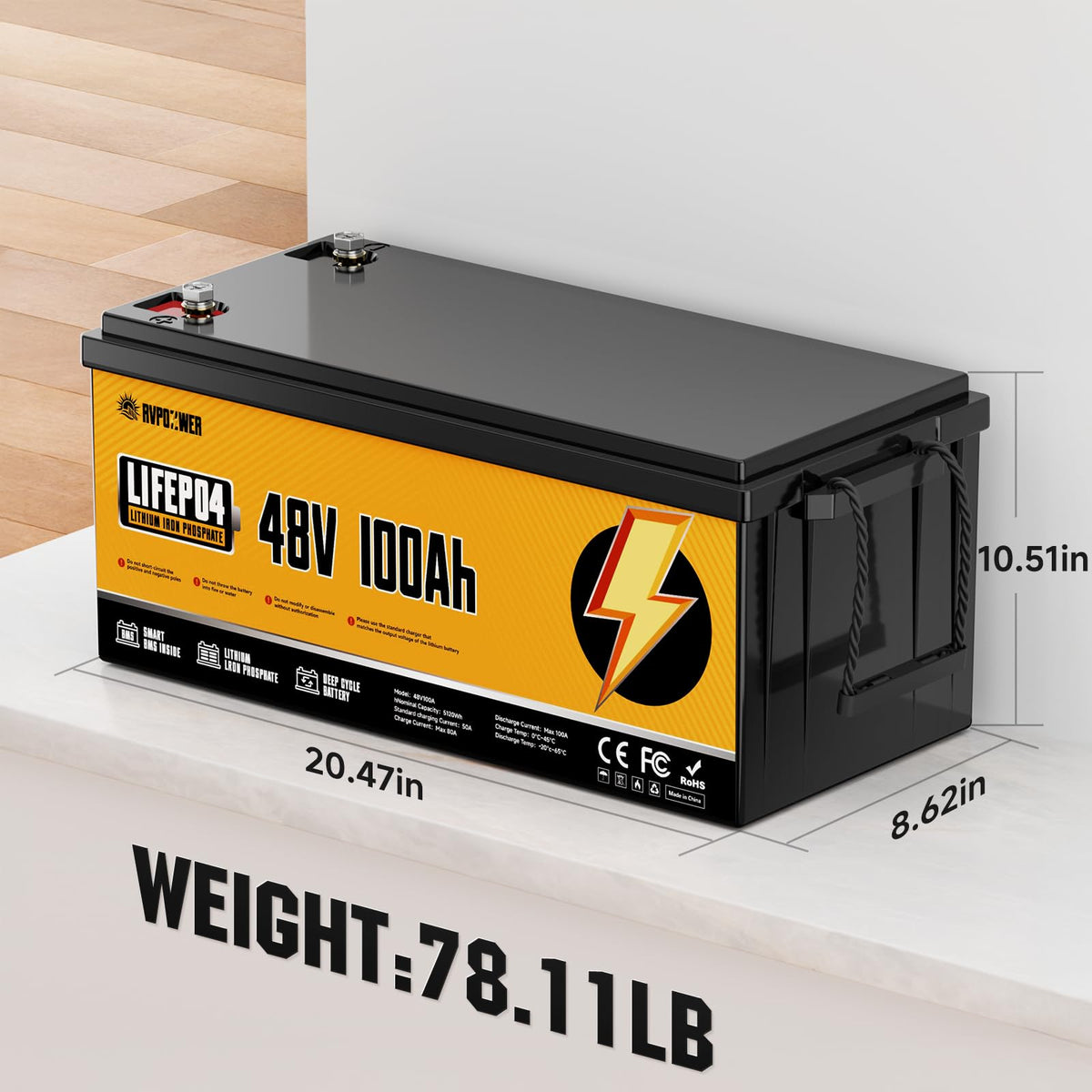 48V 100Ah LiFePO4 Battery with 100A BMS J99932