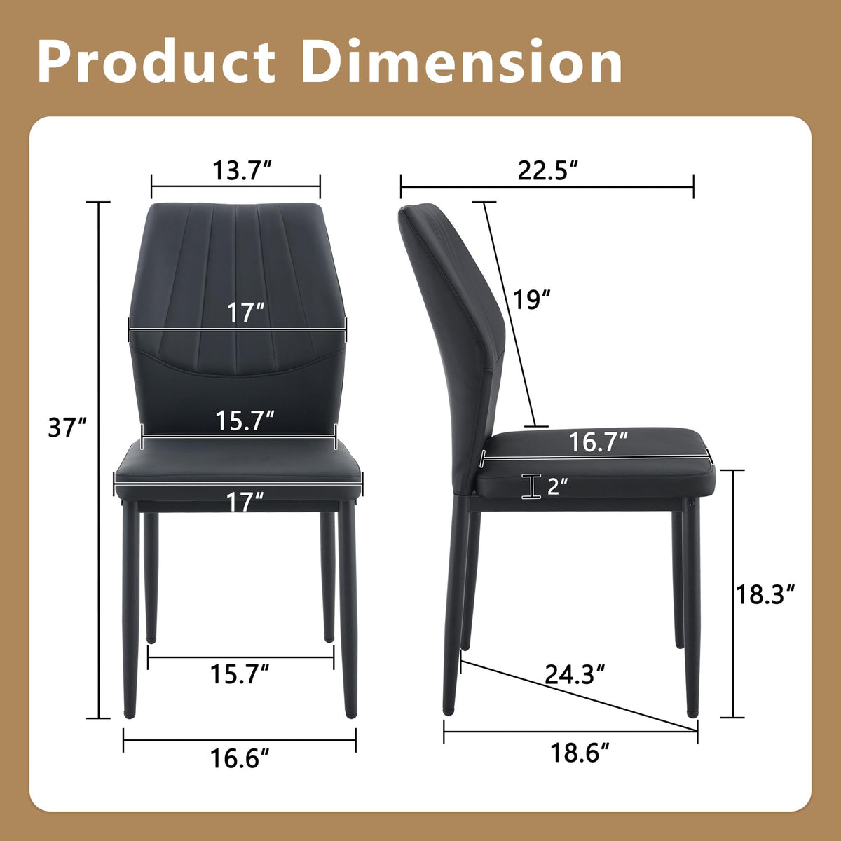 Black PU Leather Dining Chairs Set of 4 U247