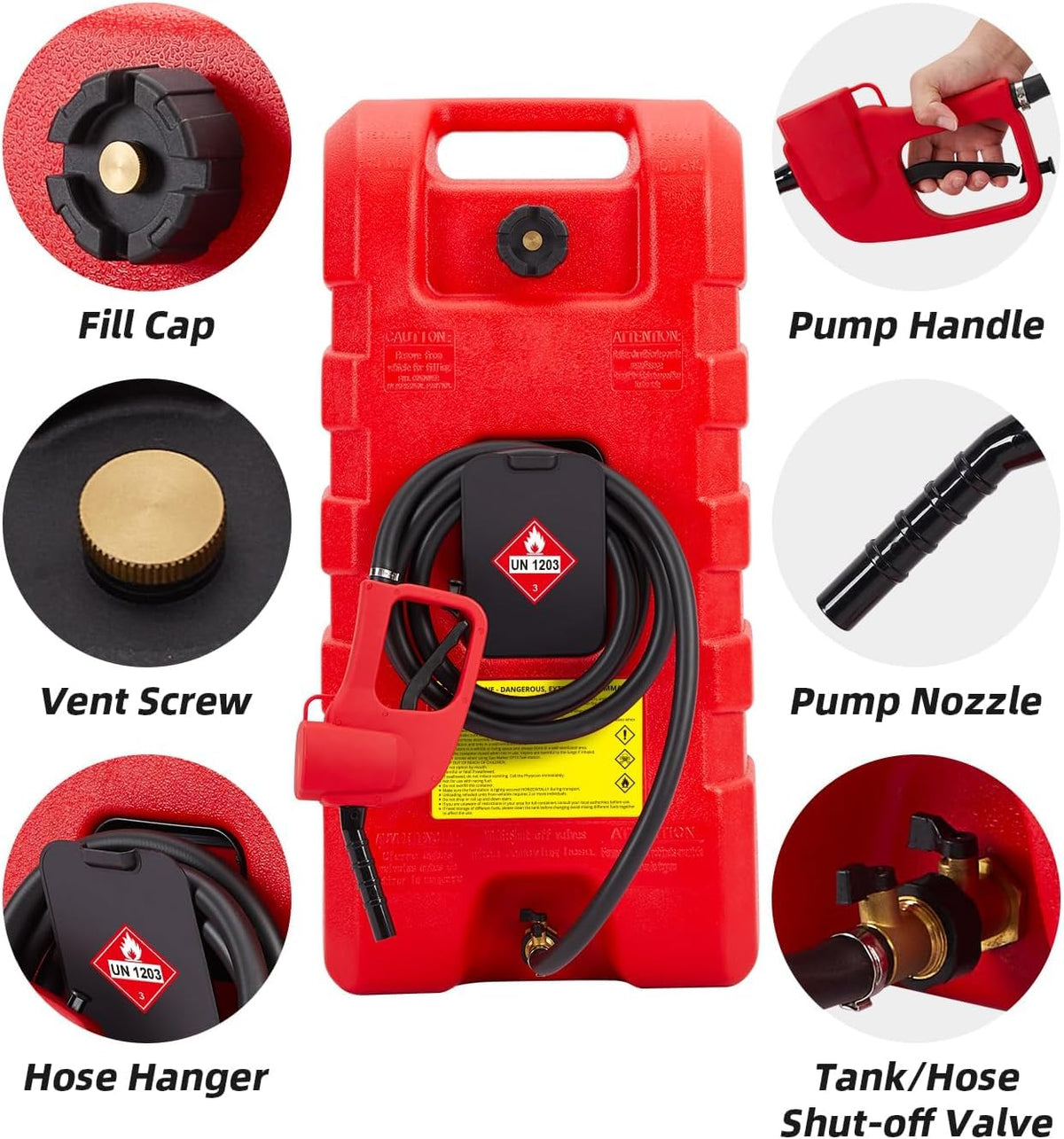 15 Gallon Portable Gas Caddy with Pump and 10FT Hose K29268