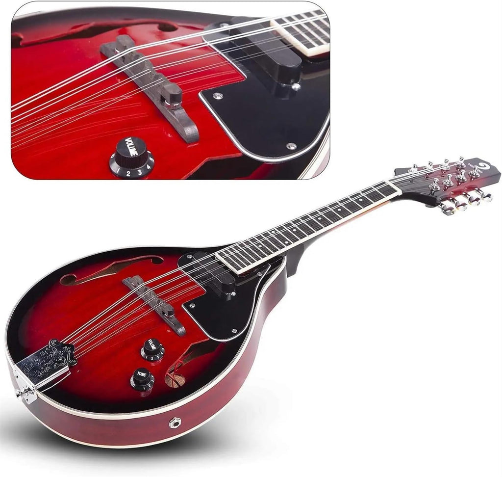 Red Sunburst Mahogany Wood Acoustic Electric Mandolin Y16999
