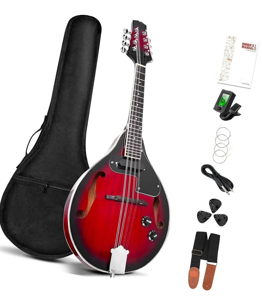 Red Sunburst Mahogany Wood Acoustic Electric Mandolin Y16999