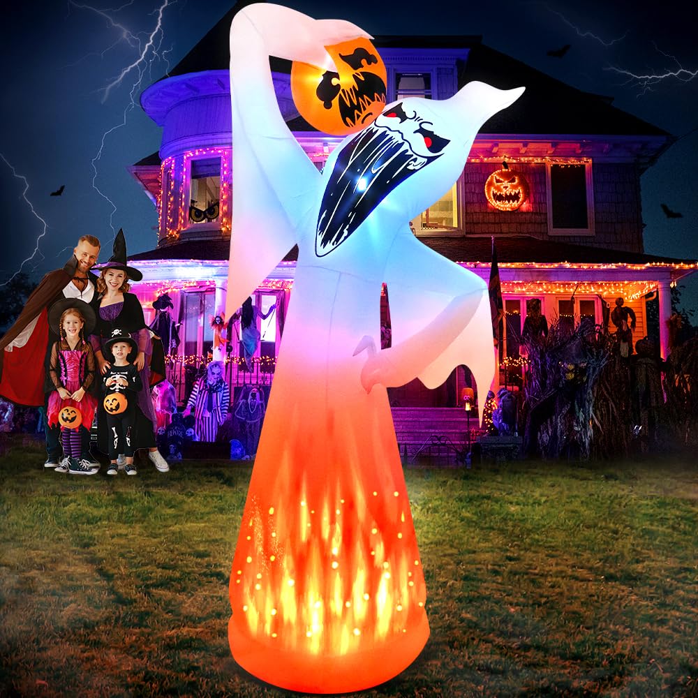10 FT Halloween Inflatable Ghost with Pumpkin U949