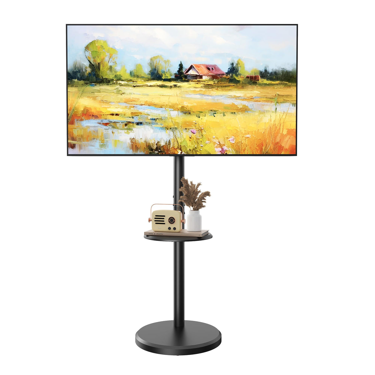 Rolling TV Stand with Shelf and Hidden Wheels U618244