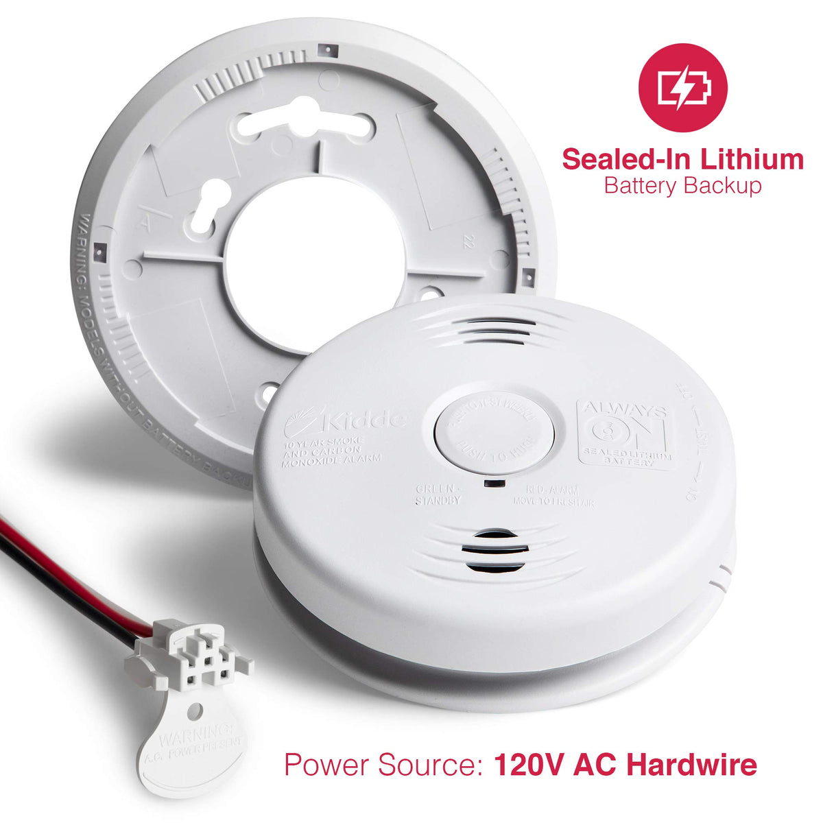 Hardwired Smoke and Carbon Monoxide Detector Alarm with Voice Warning, White U826941