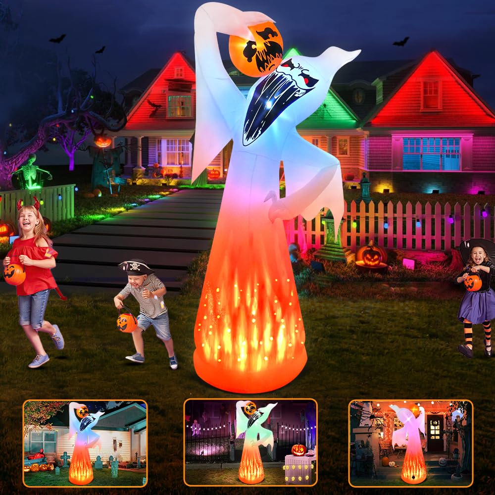 10 FT Halloween Inflatable Ghost with Pumpkin U949