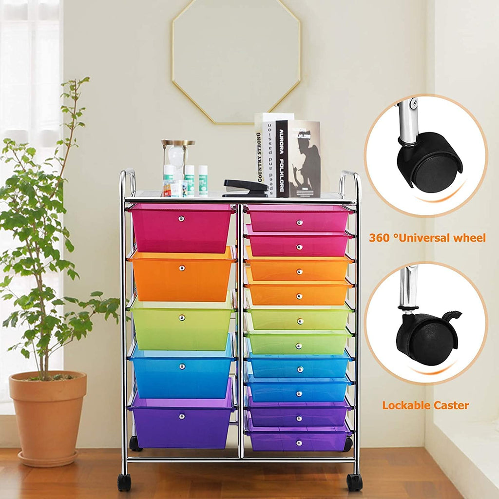 15 Drawer Rolling Storage Cart with Wheels G140
