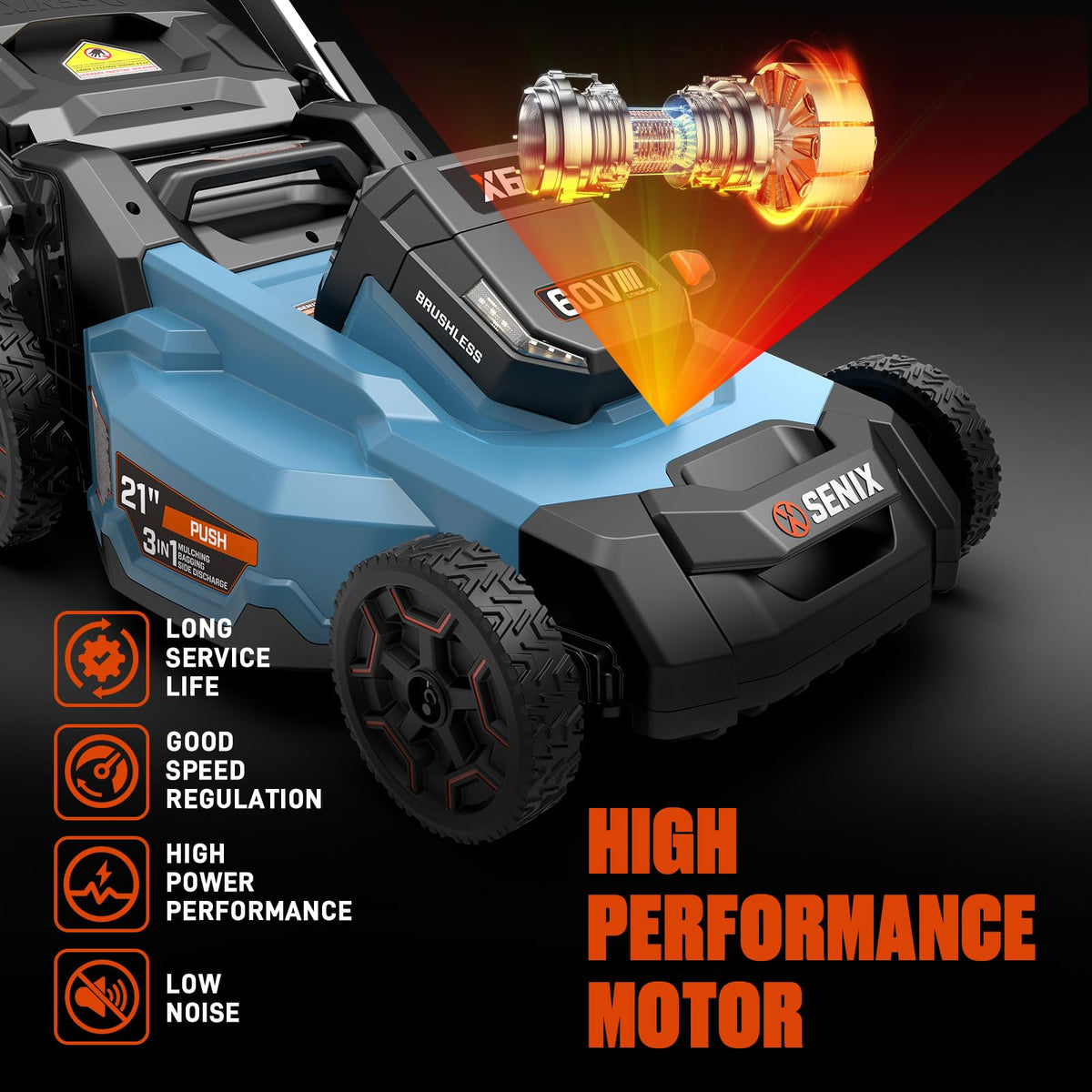 60V Electric Cordless Push Mower F7102