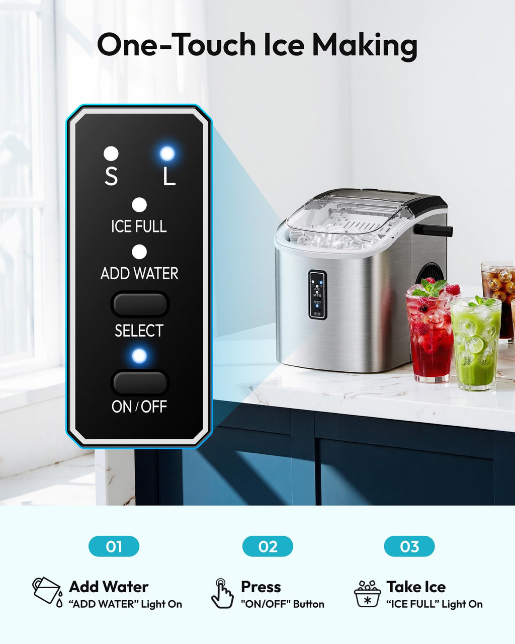 Portable Countertop Ice Maker with Carry Handle and Scoop Z211237