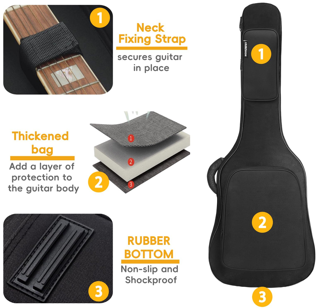 Black Acoustic Guitar Gig Bag with Adjustable Shoulder Strap R29371
