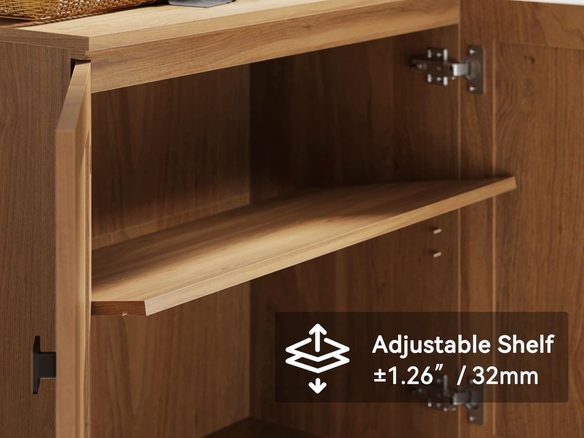 Oak Buffet Sideboard Cabinet with Adjustable Shelves Q7925