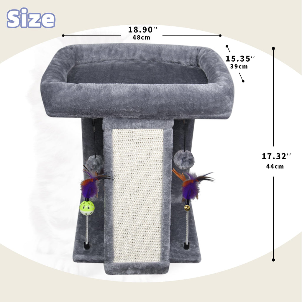 Grey Cat Tree Tower with Scratching Post C514528
