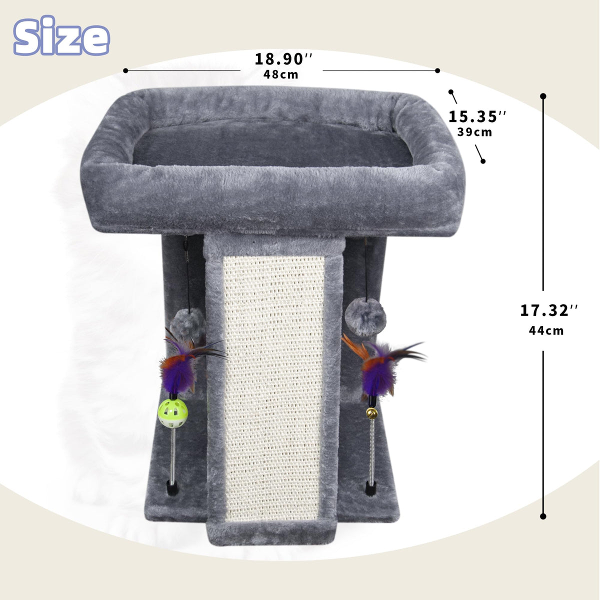 Grey Cat Tree Tower with Scratching Post C514528