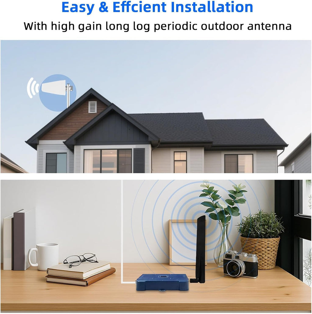 Cell Phone Signal Booster for Home Up to 7,000 sq ft Band 5/12/13/17 Light Blue R7653