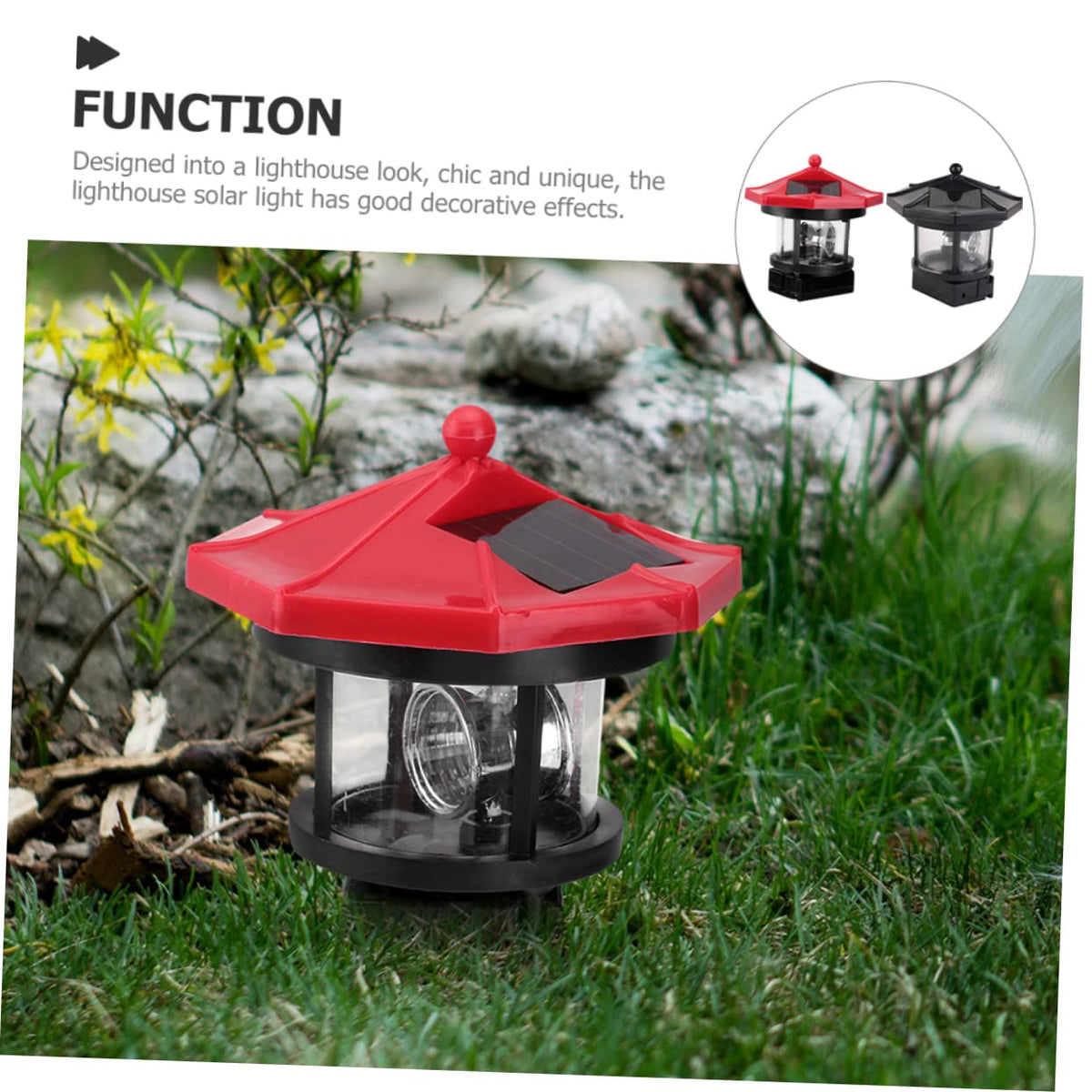 2Pcs Solar Powered Lighthouse Outdoor Garden Light C185