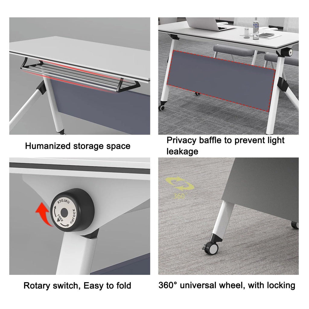 Folding Conference Table with Wood Top & Metal Frame A480011