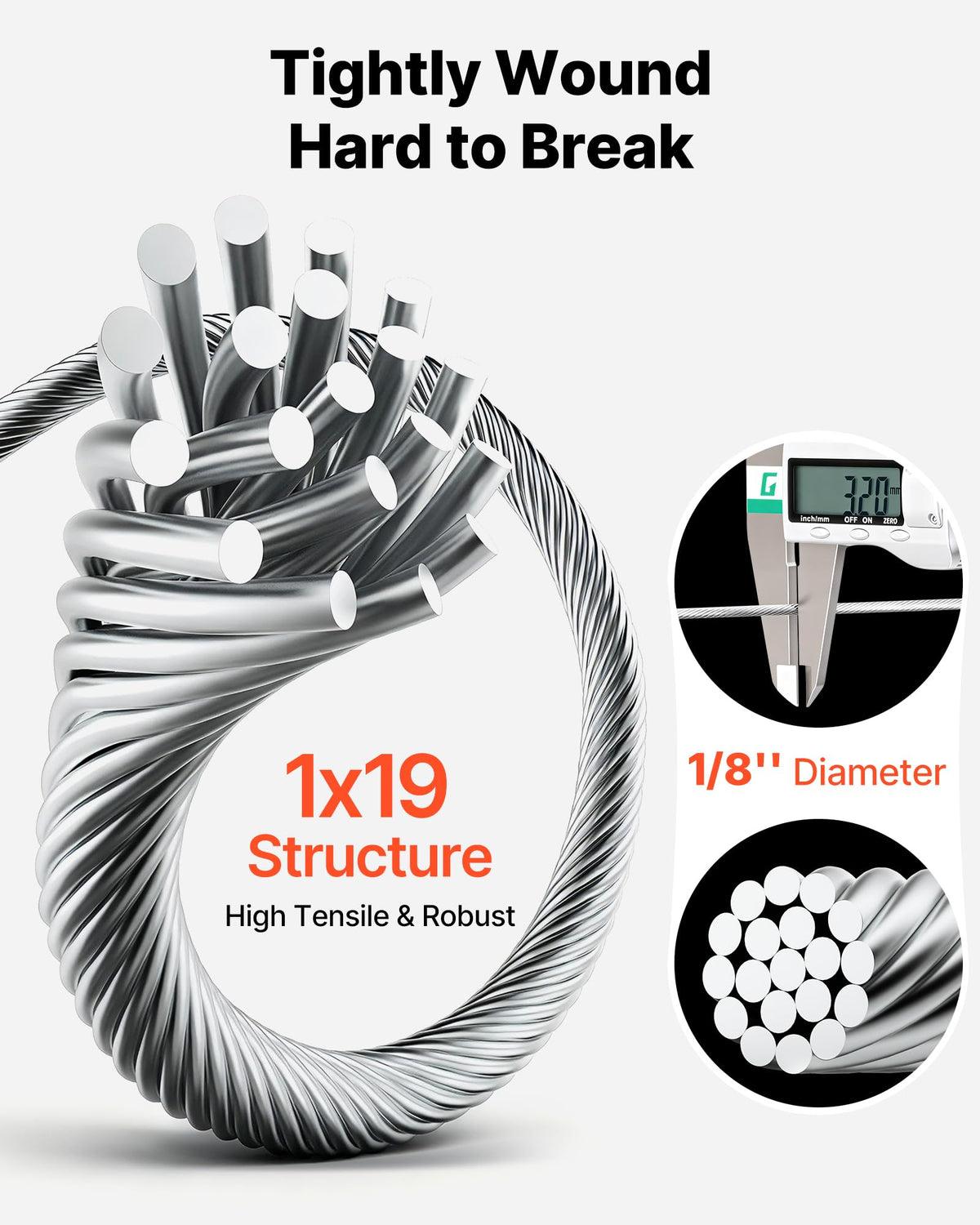 1/8 Inch 316 Stainless Steel Wire Rope S70300