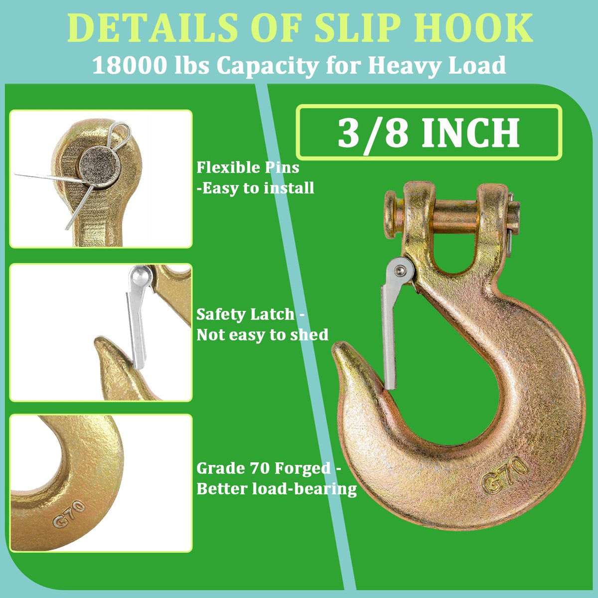 3/8" Clevis Slip Hook with Safety Latch D453