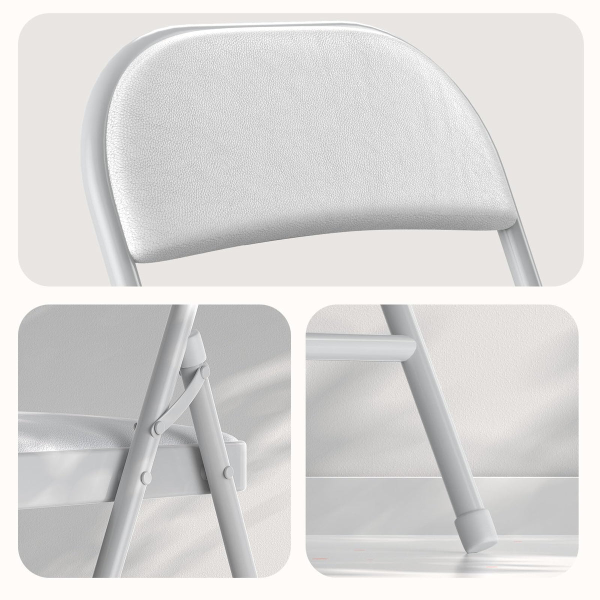 White Vinyl Padded Folding Chairs 4 Pack R26680